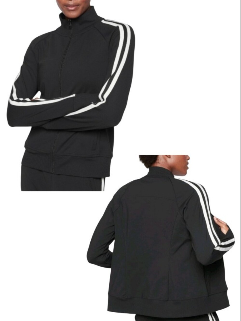 Athleta Circa Track Jacket Retro Stripe Activewear Athleisure